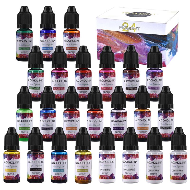 Alcohol Ink Set - Пигмент для смолы, 10 мл, 24