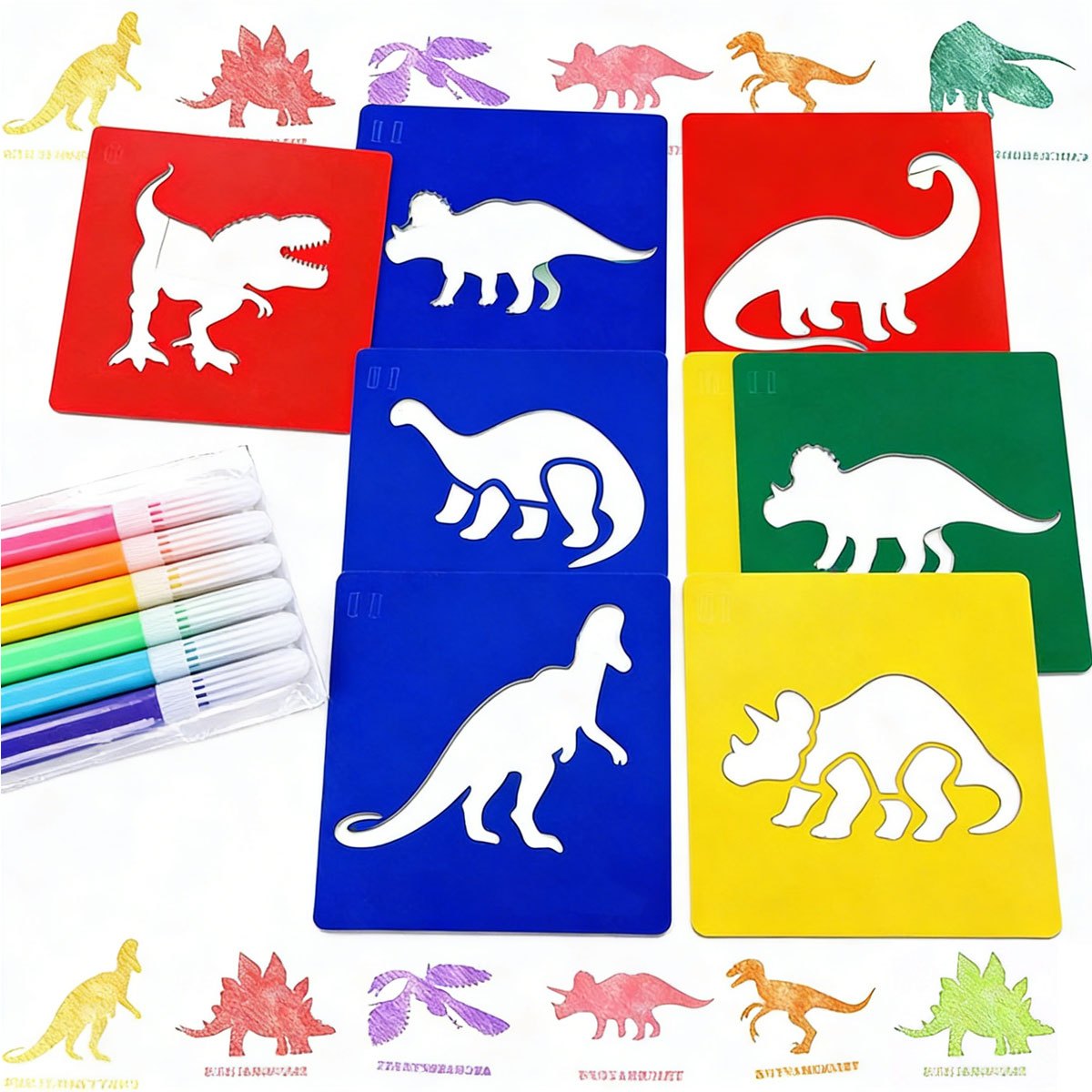Art Craft Dinosaurs - Набор из 6 трафаретов для рисования