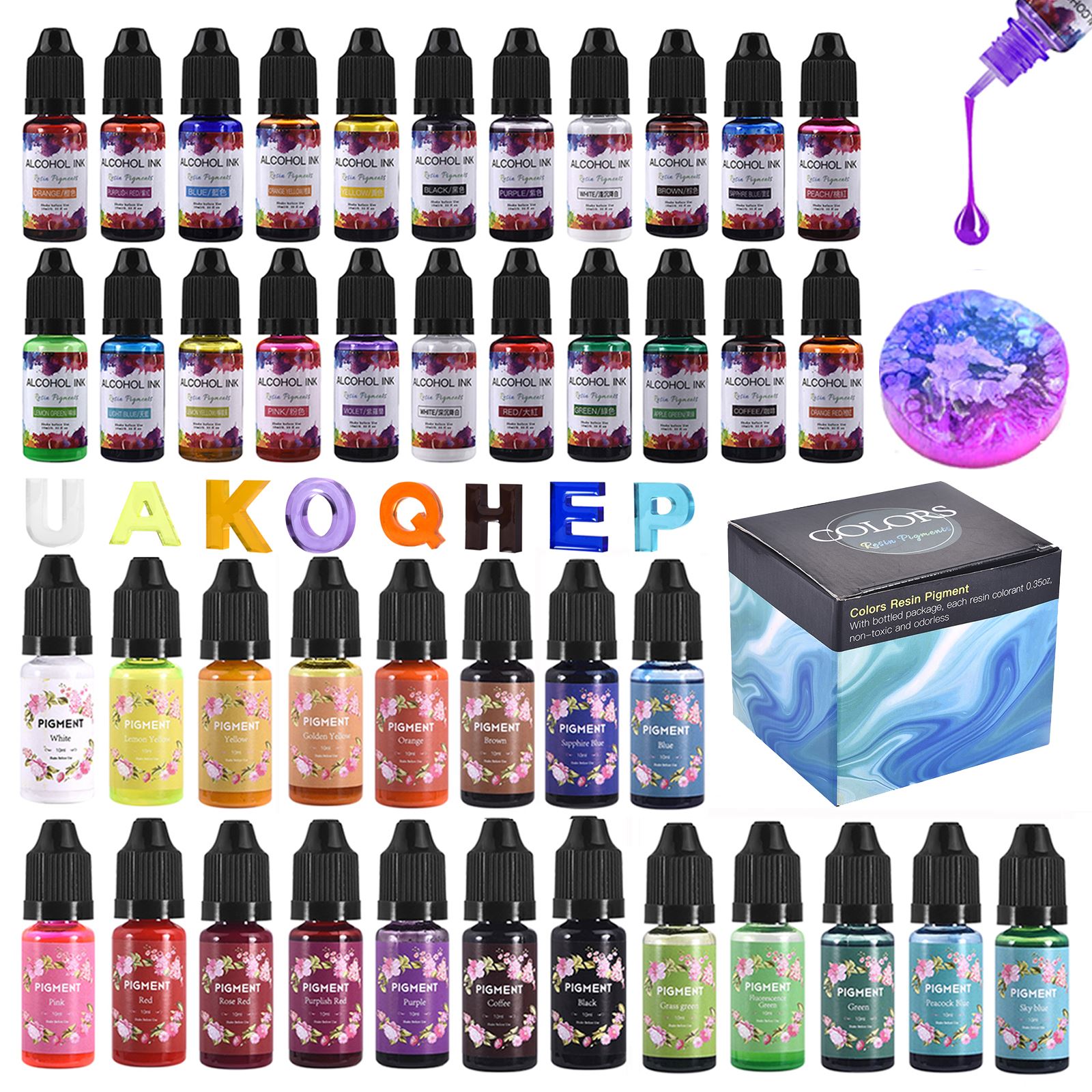 Alcohol Ink Set - 1 комплект, набор пигментов для смолы,