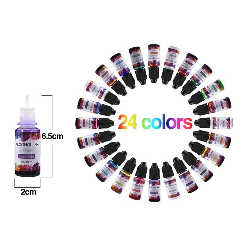 Пигмент для смолы, 10 мл, 24 ц – обзор и цена Alcohol Ink Set
